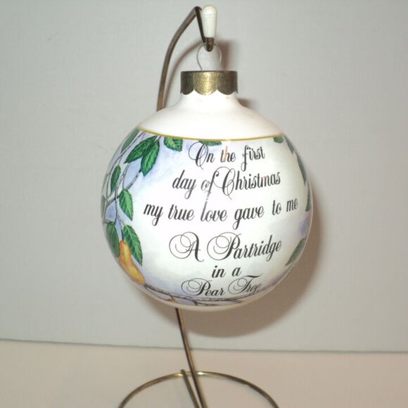 A Partridge in a Pear Tree Ornament Vintage 1970's 3 1/2" H x 3 1/4" W Christmas - Picture 2 of 6